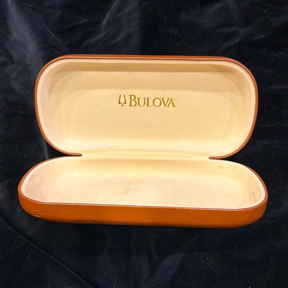 Leather Bulova empty glasses case tan in color​​